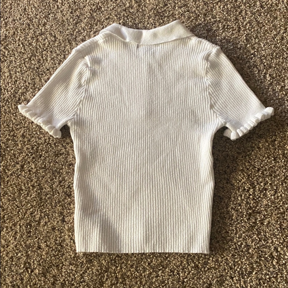 Junior’s White Ribbed Polo Shirt - Picture 6 of 8